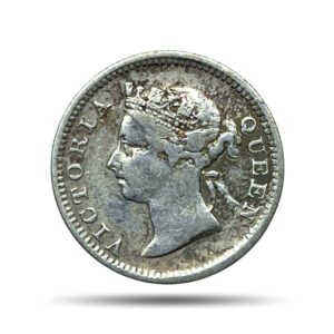 5 Cents Victoria Queen 1899 CE Silver Coin, Straits Settlements (British Malaysia), Collectible.