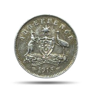 3 Pence George V 1915 CE Silver Coin, Australia, Collectible.