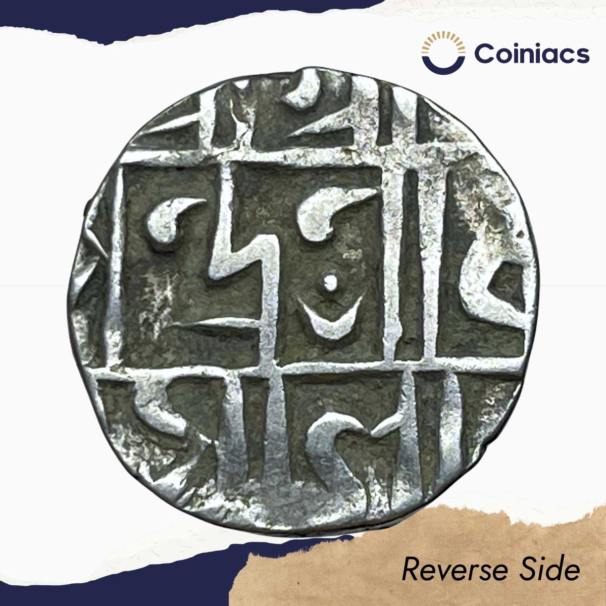 Rare 1/2 Rupee Upendra Narayan (Reign 1715-64 CE) Silver Coin, Kingdom of Cooch Behar, Collectible. - Image 3