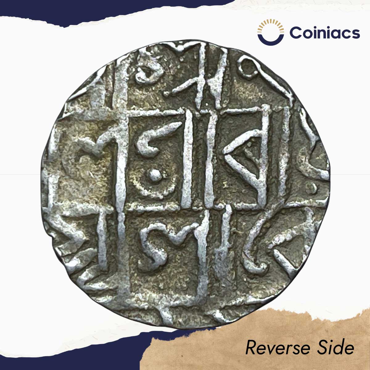 Rare 1/2 Rupee Pran Narayan (Reign 1633-1666 CE) Silver Coin, Kingdom of Cooch Behar, Collectible. - Image 3