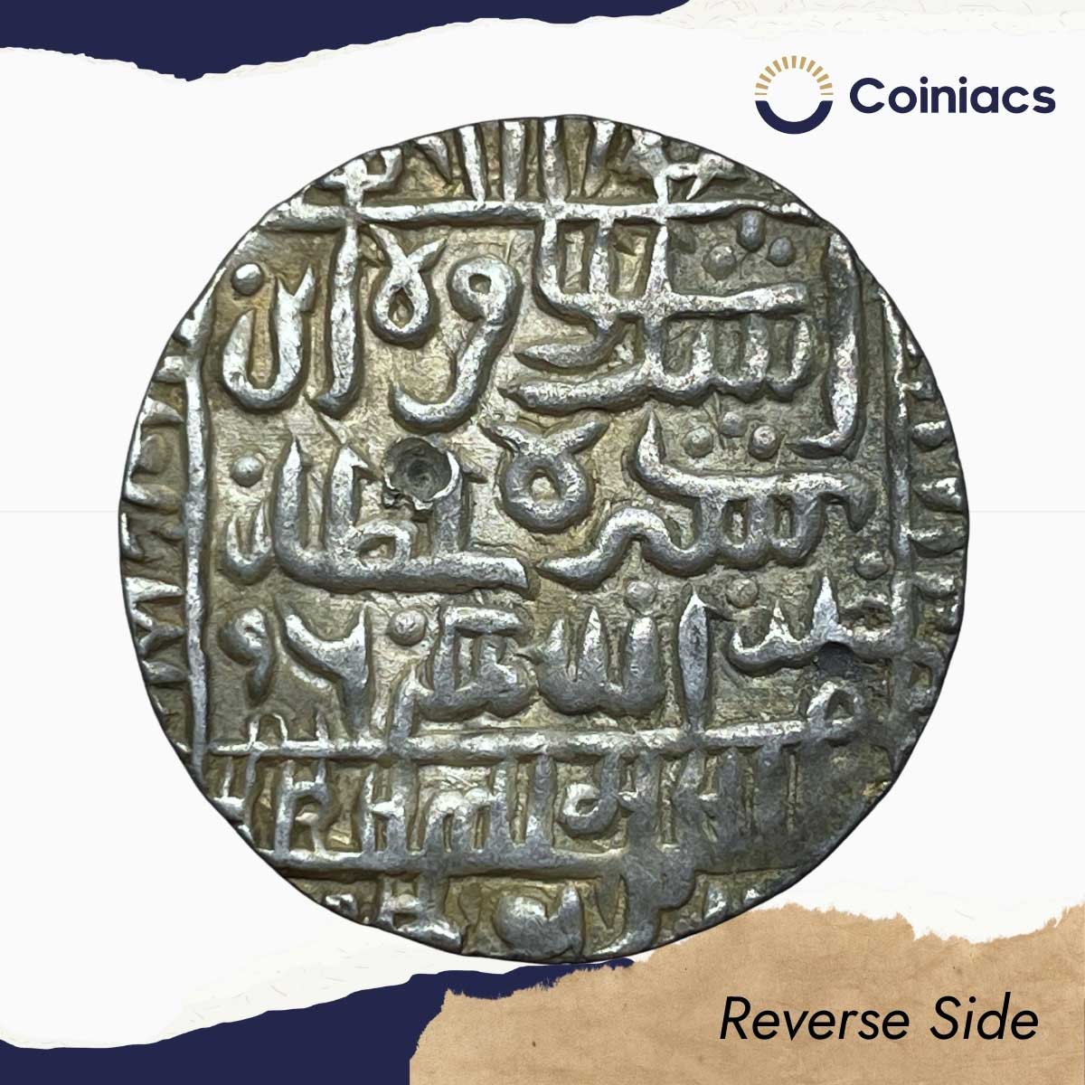 Rare One Rupee Islam Shah Suri 960 AH (Reign 1545-1554 CE) Mintless Type Silver Coin, Delhi Sultanate Suri Dynasty, XF. - Image 3