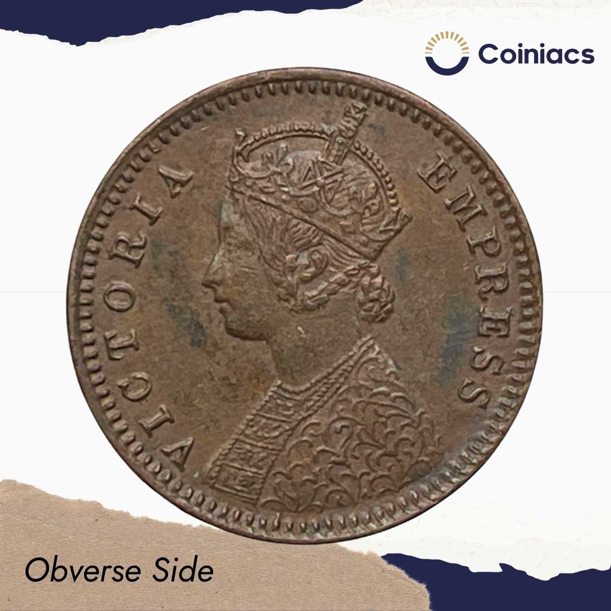 1/12 Anna Victoria Empress 1901 Calcutta Mint Copper Coin, British India Uniform Coinage, XF. - Image 2