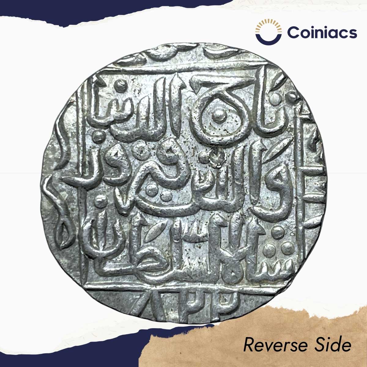 One Tanka Taj al-din Firuz Shah 822 AH (1419 CE) Hadrat Ahsanabad Mint Silver Coin, Bahmani Sultanate, XF+. - Image 3