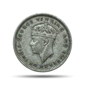10 Cents George VI 1943 Royal Mint (Tower Hill) Silver Foreign Coin, Malaya (Malaysia), XF.