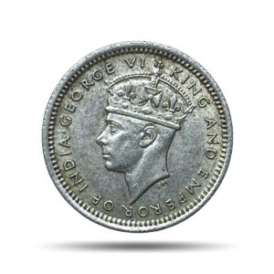 5 Cents George VI 1939 Royal Mint (Tower Hill) Silver Foreign Coin, Malaya (Malaysia), XF+.
