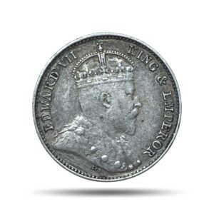 10 Cents Edward VII 1908 Royal Mint (Tower Hill) Silver Coin, Ceylon, Collectible.