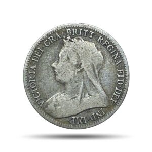 6 Pence Victoria (3rd portrait) 1893 CE Royal Mint (Tower Hill) Silver Coin, United Kingdom, Collectible.