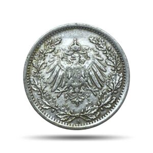 1/2 Mark Wilhelm II (type 2 - small shield) 1917  ?A? Berlin Mint, Germany, Collectible.