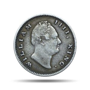 Rare Half Rupee William IIII King 1835 CE R.S. Incuse (Obv B, Rev I) 21 Berries Calcutta Mint Silver Coin, British India Uniform Coinage, Collectible.