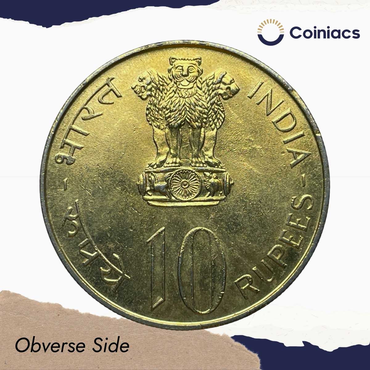 Scarce 10 Rupees 25th Anniversary of Independence 1972 Commemorative 22.5 gms Silver Coin, Republic India Decimal Series, Collectible. (Gold Plated) - Image 2