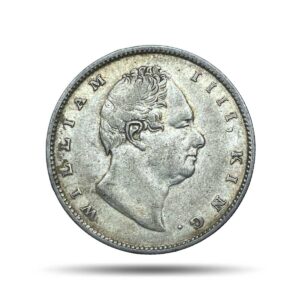 Rare One Rupee William IIII 1835 R. S. Incuse Calcutta Mint (Obv-B, Rev-II) Silver Coin, British India Uniform Coinage, Collectible.