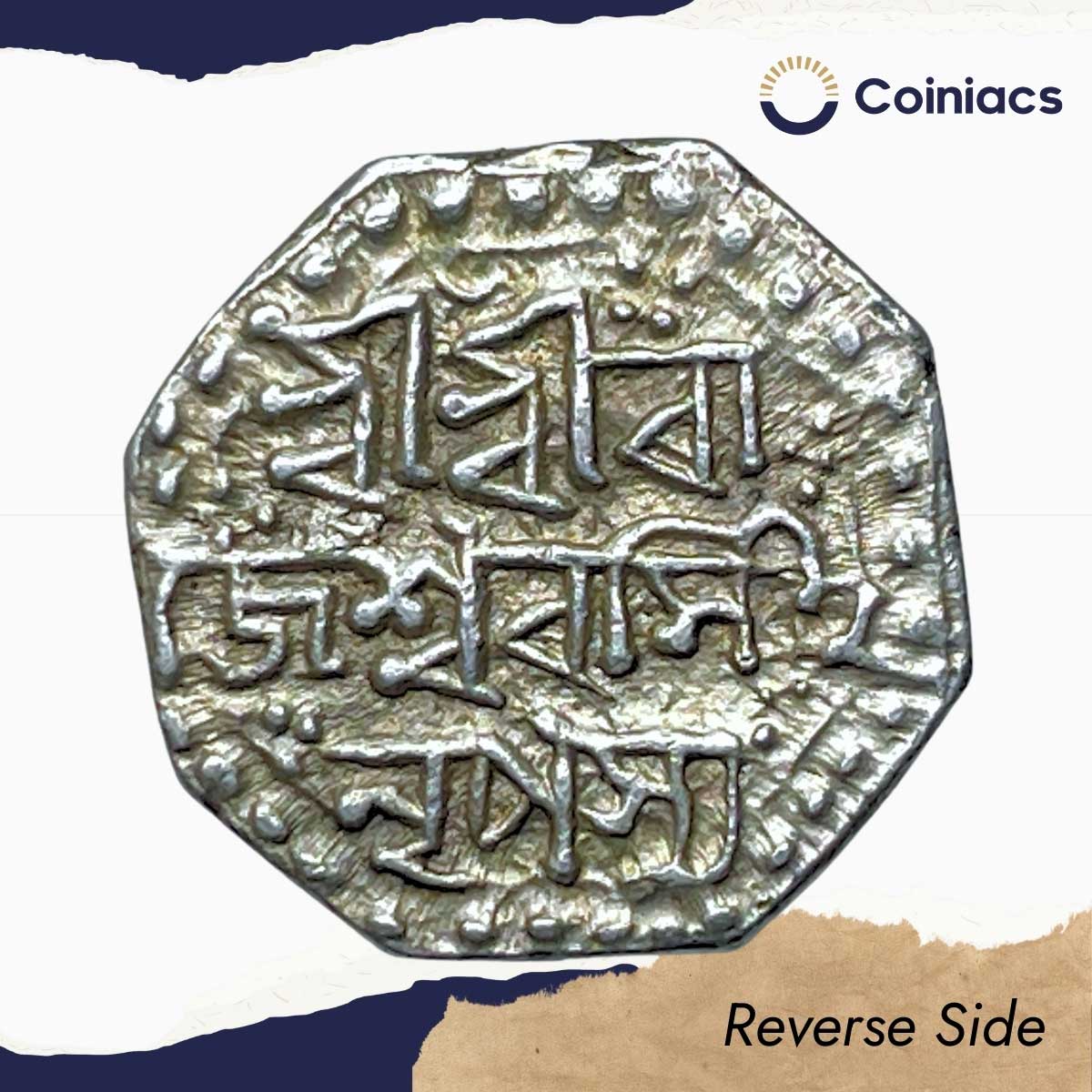 Rare Half Rupee Rajesvara Simha (Suprempha) (Reign 1751-1769 CE) Silver Coin, Ahom Kingdom of Assam, XF. - Image 3