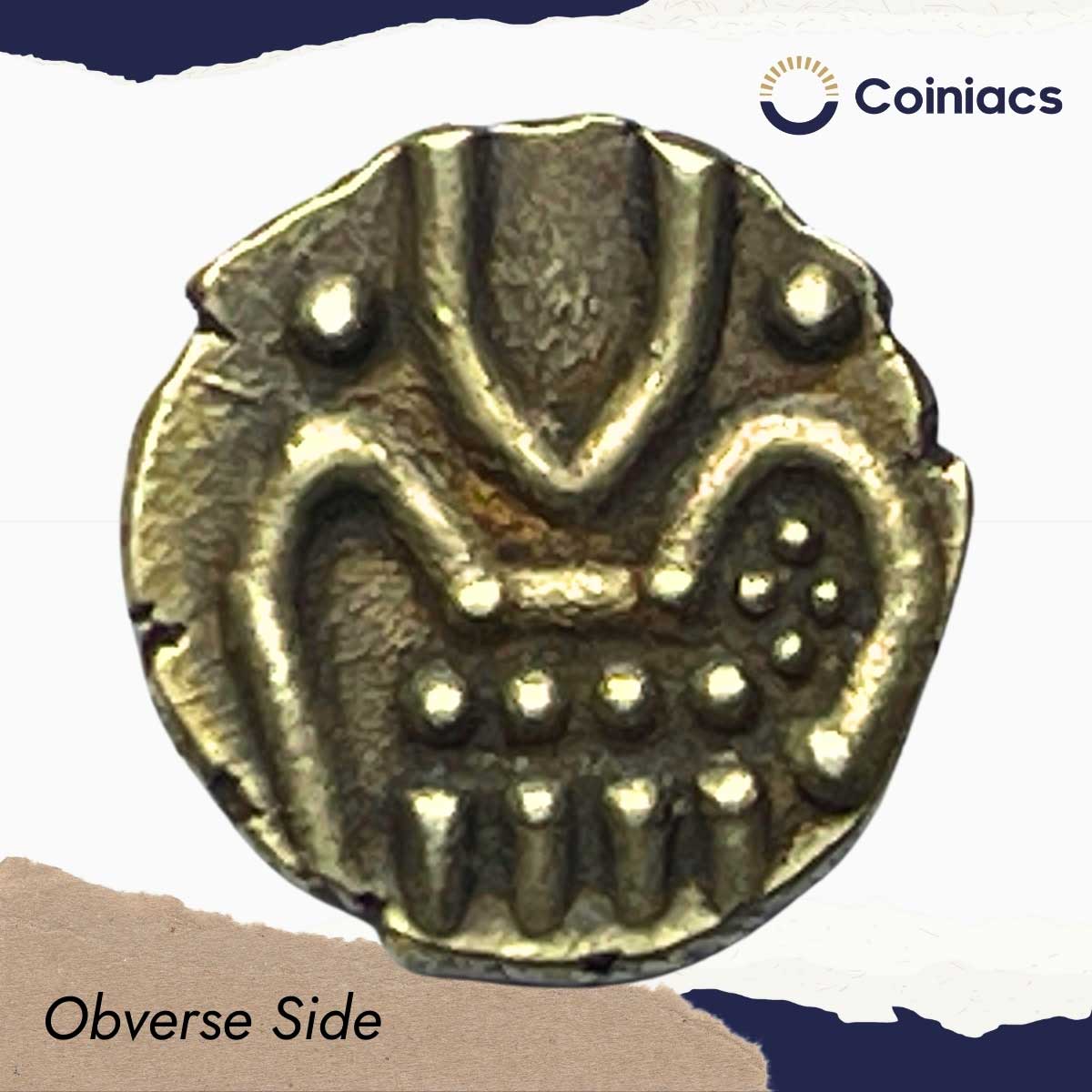 Rare Gold Vira Raya Fanam (Cochi Fanam) 0.39 grams Gold Coin, Princely State of Cochin, XF. - Image 2