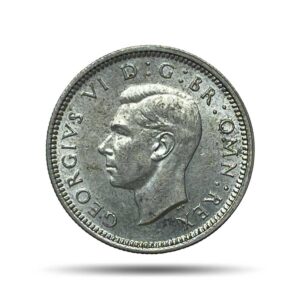 Six Pence George VI 1937 (1st Coinage) 2.83 gms Silver Foreign Coin, United Kingdom, Gem UNC.