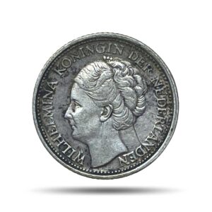 10 Cents Wilhelmina 1944 United States Mint of Philadelphia 6.5 gms Silver Coin, Netherlands, Collectible.