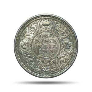 One Rupee George V 1912 CE Calcutta Mint 11.6 gms Silver coin, British India Uniform Coinage, XF+.