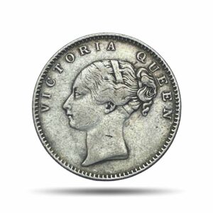 Rare Half Rupee Victoria Queen Continuous Legend 1840 CE 19 Berries (Obv A, Rev I) Silver coin, British India Uniform Coinage, Collectible.