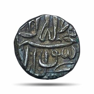 1 Mahmudi Akbar (Reign 1556-1605 CE) Baglana issue, Kalima type, Mulher Mint Silver Coin, Mughal Empire, XF+.
