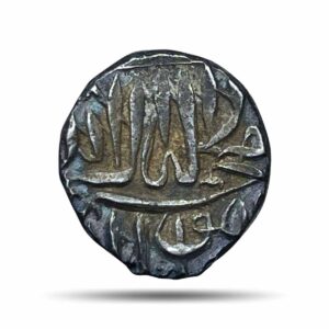 1 Mahmudi Akbar (Reign 1556-1605 CE) Baglana issue, Kalima type, Mulher Mint Silver Coin, Mughal Empire, XF+.