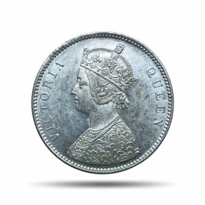 Scarce One Rupee Victoria Queen 1862 '4 Dots' Silver Coin, British India Uniform Coinage, UNC.