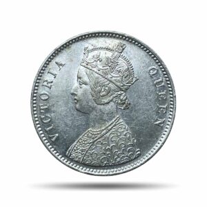 Scarce One Rupee Victoria Queen 1862 '4 Dots' Silver Coin, British India Uniform Coinage, UNC.