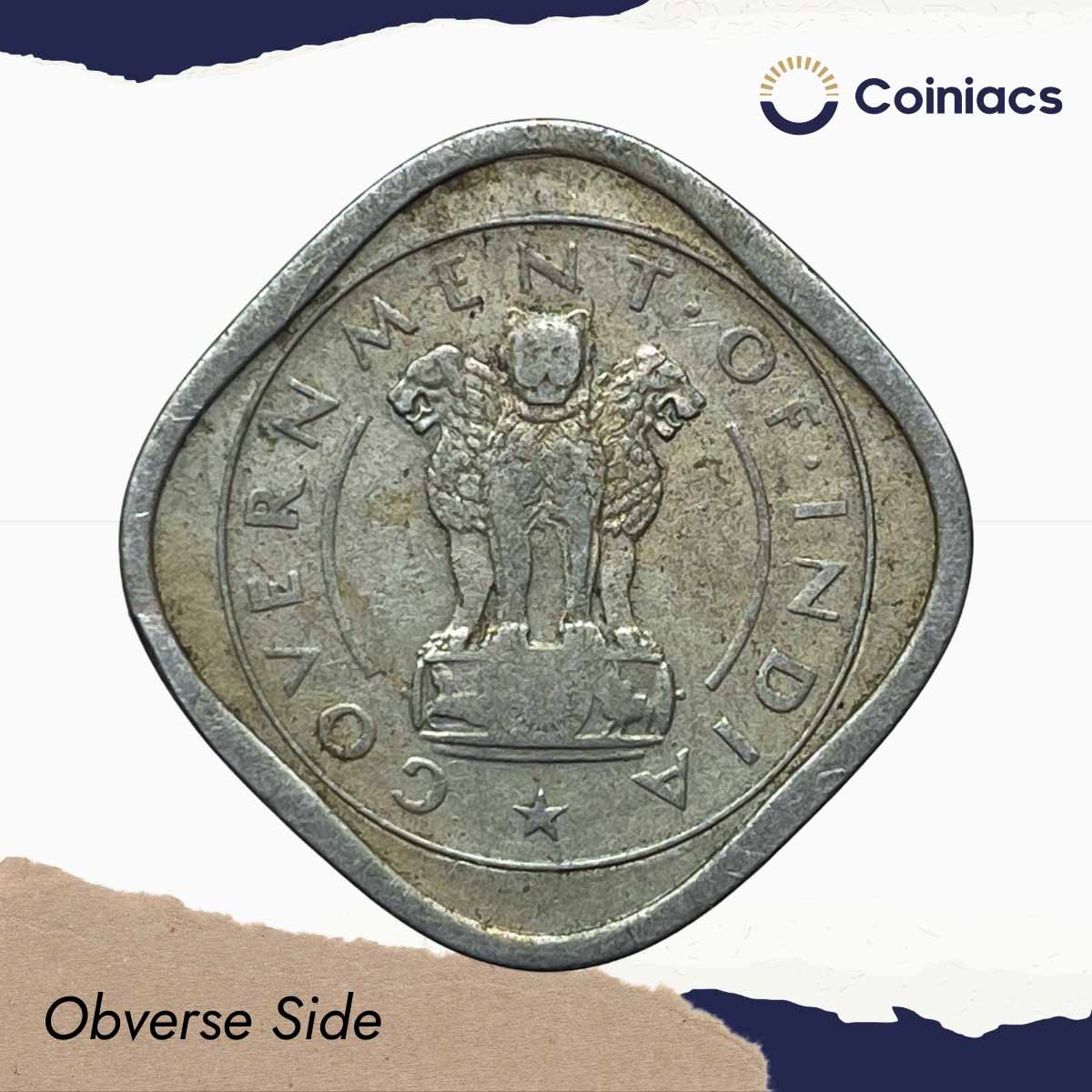 Scarce Two Annas (Bull Anna) 1954 Bombay Mint Copper Nickel Coin, Republic India Anna Series, Collectible. - Image 2