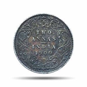 Two Annas Victoria Empress 1900 Calcutta Mint 'C' Incused (Obv B, Rev II) Silver Coin, British India Uniform Coinage, XF.