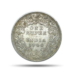 One Rupee Victoria Empress 1900 'B' Incuse Bombay Mint (Obv C2, Rev I(ii)) 11.6 gms Silver Coin, British India Uniform Coinage, Collectible.