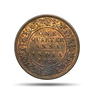 Quarter Anna George V King Emperor 1928 Calcutta Mint Bronze Coin, British India Uniform Coinage, UNC.
