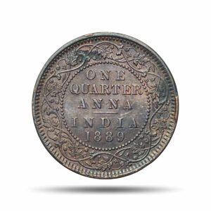 One Quarter Anna Victoria Empress 1889 (Key Date) Calcutta Mint (Obv B, Rev II) Copper Coin, British India Uniform Coinage, UNC.