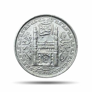 2 Annas Mir Usman Ali Khan RY 26 1355 AH (Rare Variety) Silver Old Coin, Princely State of Hyderabad, Collectible.