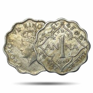 Scarce 1 Anna George VI King Emperor 1940 Young Head (Head Type 1) Calcutta Mint Copper-Nickel Coin, British India Uniform Coinage, XF.