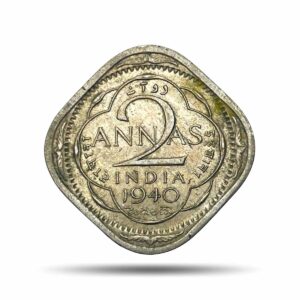 Scarce 2 Annas George VI King Emperor 1940 Calcutta Mint Cupro-Nickel Coin, British India Uniform Coinage, UNC.
