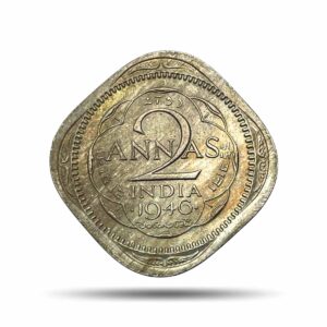 Scarce 2 Annas George VI King Emperor 1946 Bombay Mint Cupro-Nickel Coin, British India Uniform Coinage, UNC.