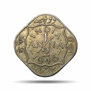 Scarce 1/2 Anna George VI King Emperor 1946 Calcutta Mint Cupro-Nickel Coin, British India Uniform Coinage, XF.