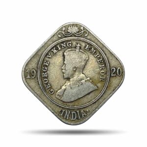 2 Annas George V King Emperor 1920 Calcutta Mint Cupro-Nickel Coin, British India Uniform Coinage, Collectible.