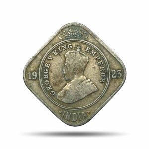 2 Annas George V King Emperor 1923 Bombay Mint Cupro-Nickel Coin, British India Uniform Coinage, Collectible.