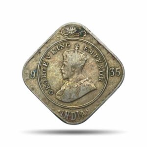 2 Annas George V King Emperor 1935 Bombay Mint Cupro-Nickel Coin, British India Uniform Coinage, Collectible.