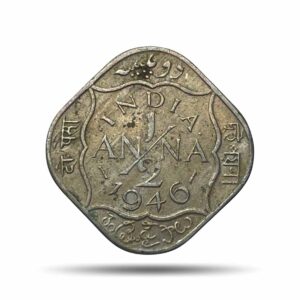 Scarce 1/2 Anna George VI King Emperor 1946 Calcutta Mint Cupro-Nickel Coin, British India Uniform Coinage, XF.