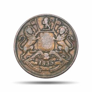 Half Anna East India Company 1835 Copper Coin, British India Uniform Coinage, Collectible.