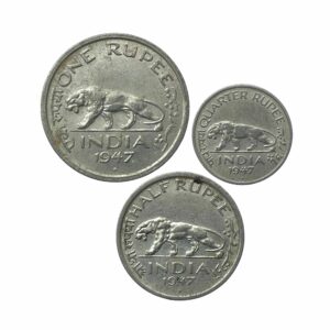 Scarce SET of 3 Nickel Rupee Coins of George VI King (1946-47) 3 Coins SET, British India Uniform Coinage, Collectible.
