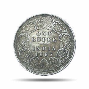 One Rupee Victoria Empress 1897 Calcutta Mint 'C' Incuse (Obv C3, Rev I(i)) Silver Coin, British India Uniform Coinage, XF+.