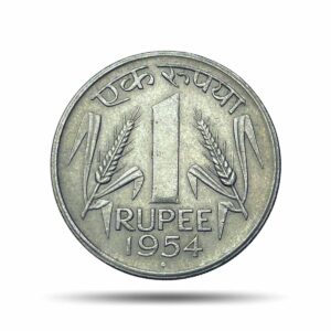One Rupee Anna Series 1954 (Key Date) Bombay Mint Nickel Coin, Republic India Anna Series, UNC.