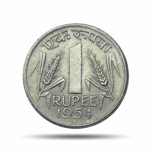One Rupee Anna Series 1954 (Key Date) Bombay Mint Nickel Coin, Republic India Anna Series, UNC.