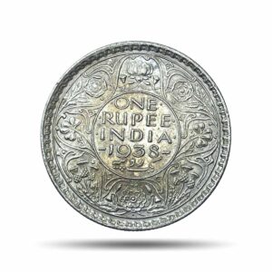 One Rupee George VI King Emperor 1938 (Key Date) Bombay Mint Silver Coin, British India Uniform Coinage, AUNC.