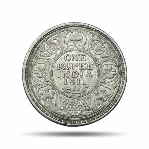 One Rupee George V 1911 CE (Pig Rupee) Bombay Mint Silver coin, British India Uniform Coinage, XF.