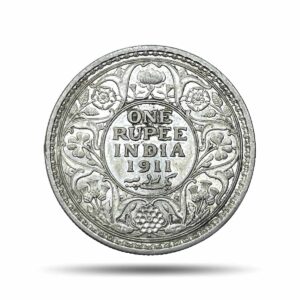 One Rupee George V 1911 CE (Pig Rupee) Bombay Mint Silver coin, British India Uniform Coinage, XF+.