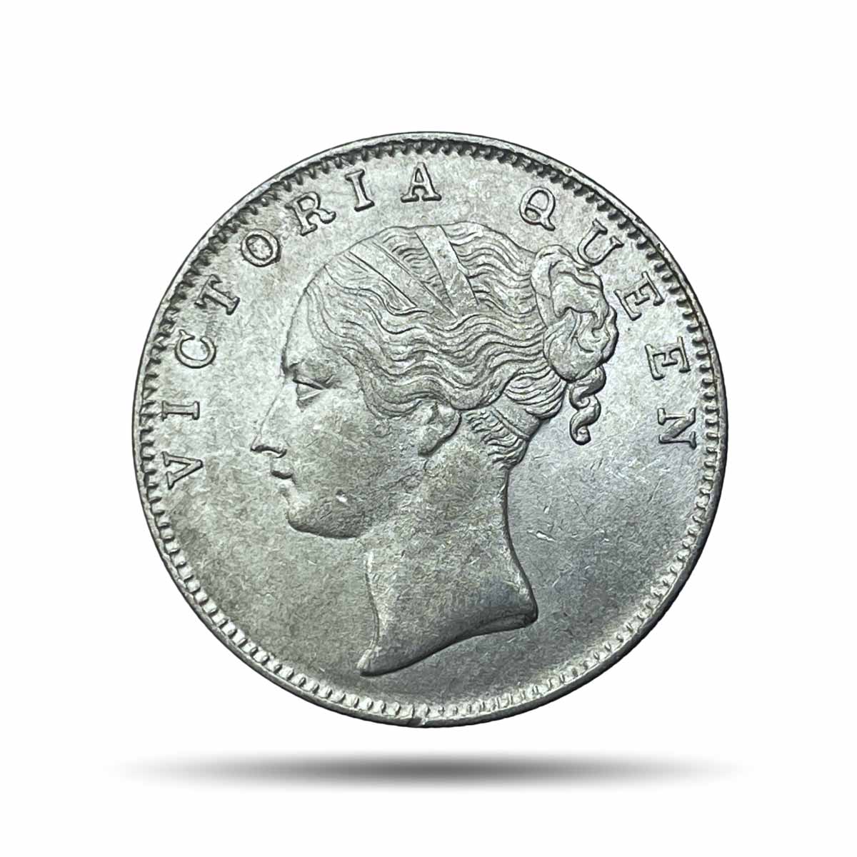 One Rupee Victoria Queen 1840 Continuous Legend 11.6 gms Silver Coin, British India Uniform Coinage, UNC.