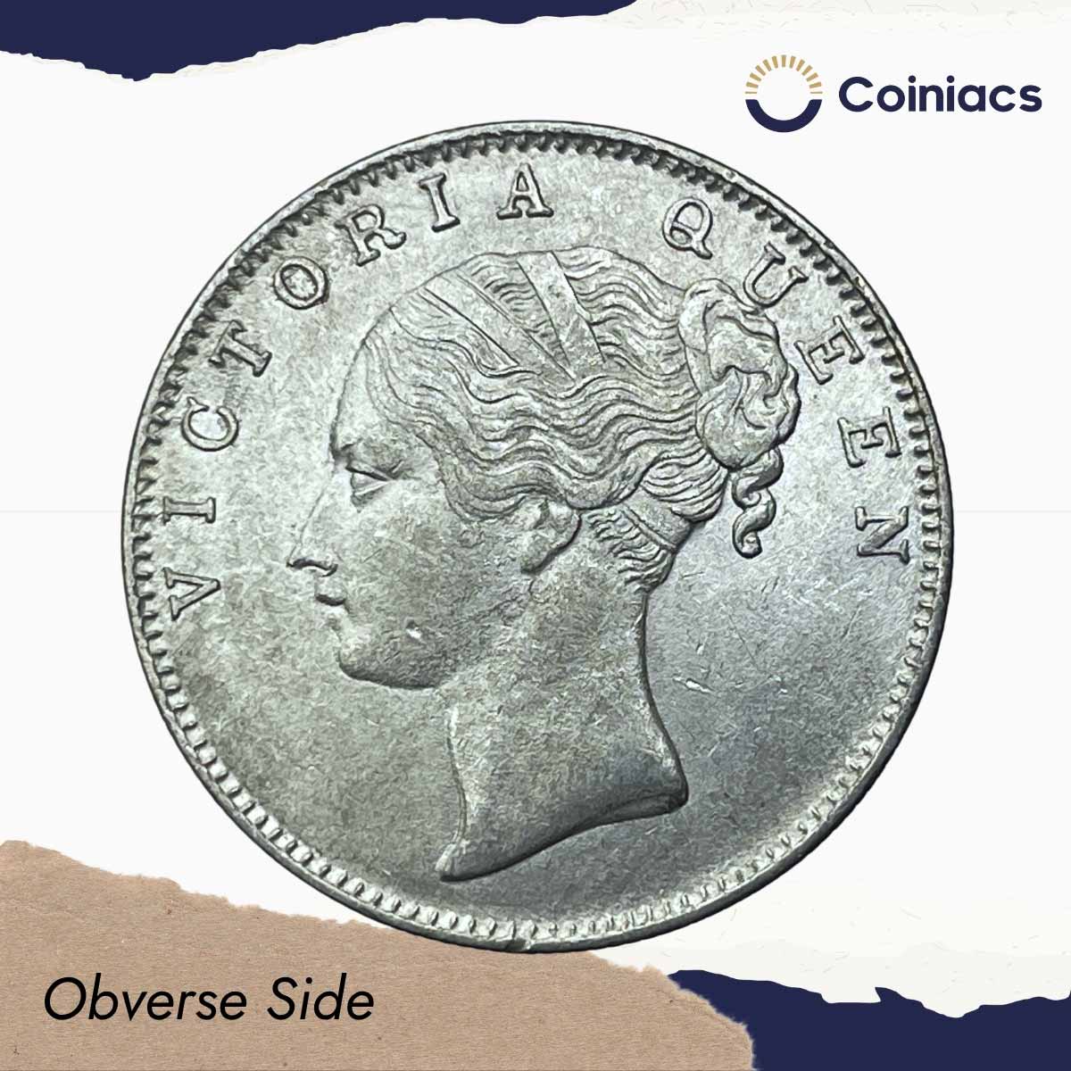 One Rupee Victoria Queen 1840 Continuous Legend 11.6 gms Silver Coin, British India Uniform Coinage, UNC. - Image 2