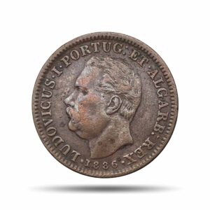 Quarto de Tanga Luiz I 1886 CE Copper Coin, Portuguese India, Collectible